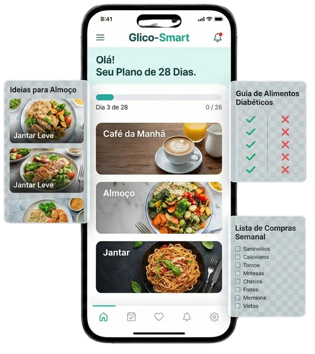 Visualização do App GlicoSmart
